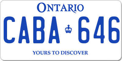 ON license plate CABA646