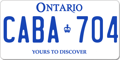 ON license plate CABA704