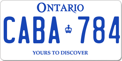 ON license plate CABA784