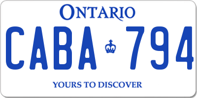 ON license plate CABA794