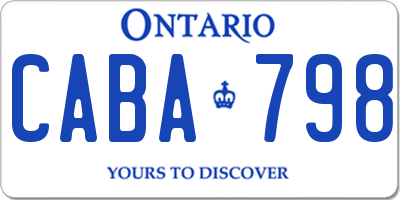 ON license plate CABA798