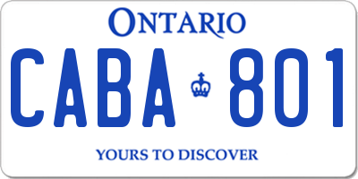 ON license plate CABA801