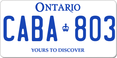 ON license plate CABA803