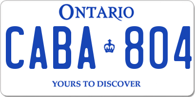 ON license plate CABA804