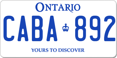 ON license plate CABA892