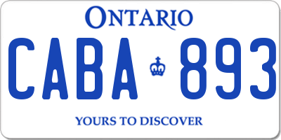 ON license plate CABA893