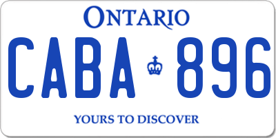 ON license plate CABA896