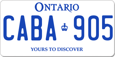 ON license plate CABA905