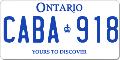 ON license plate CABA918