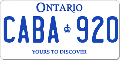 ON license plate CABA920