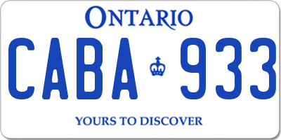 ON license plate CABA933