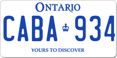 ON license plate CABA934