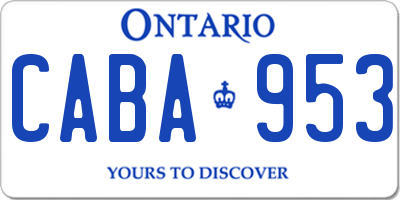 ON license plate CABA953