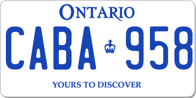 ON license plate CABA958