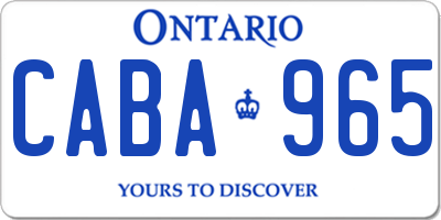 ON license plate CABA965