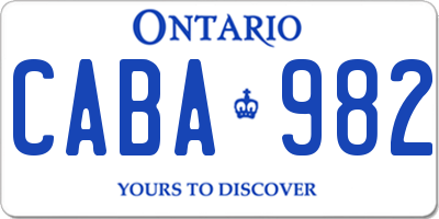 ON license plate CABA982