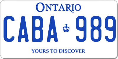 ON license plate CABA989