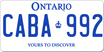 ON license plate CABA992