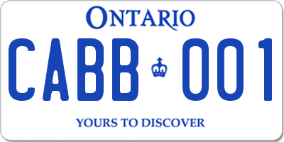 ON license plate CABB001