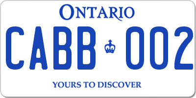 ON license plate CABB002