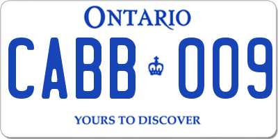 ON license plate CABB009