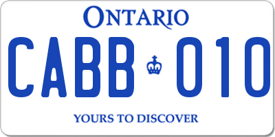 ON license plate CABB010