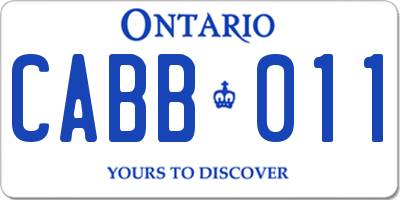 ON license plate CABB011