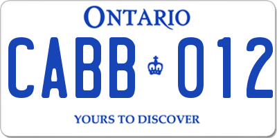 ON license plate CABB012