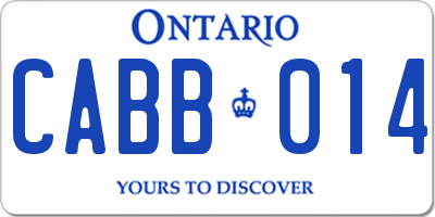 ON license plate CABB014