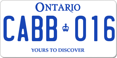 ON license plate CABB016