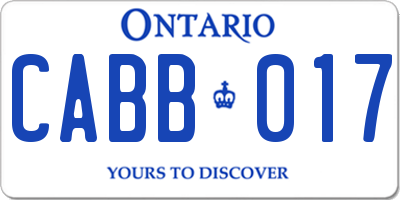 ON license plate CABB017