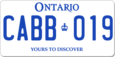 ON license plate CABB019