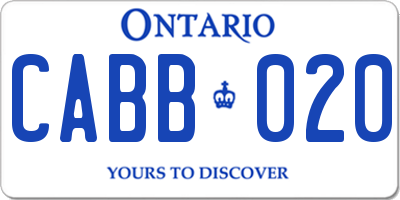 ON license plate CABB020