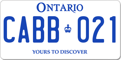 ON license plate CABB021