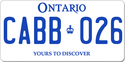 ON license plate CABB026