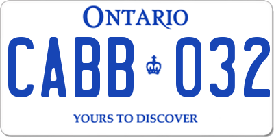 ON license plate CABB032