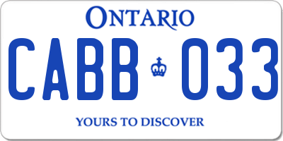 ON license plate CABB033