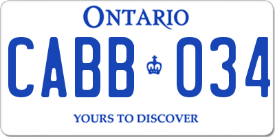 ON license plate CABB034