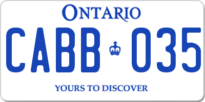 ON license plate CABB035