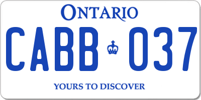 ON license plate CABB037