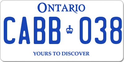 ON license plate CABB038