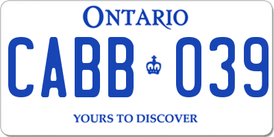 ON license plate CABB039