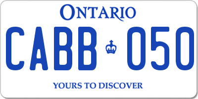 ON license plate CABB050