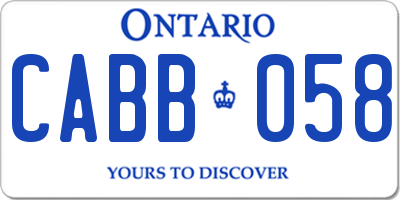 ON license plate CABB058