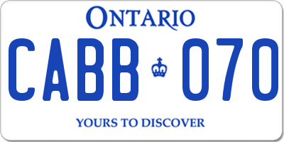 ON license plate CABB070