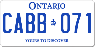 ON license plate CABB071