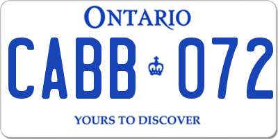 ON license plate CABB072