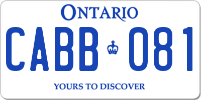 ON license plate CABB081