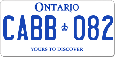 ON license plate CABB082