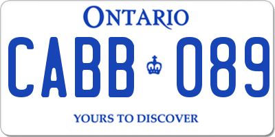 ON license plate CABB089